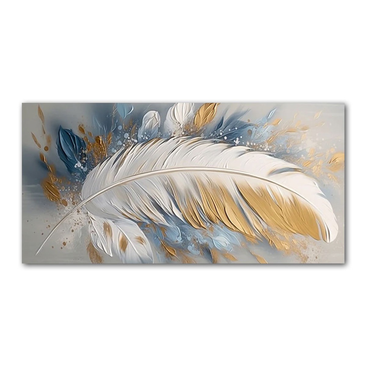 Gold Feather II 3d Heavy Textured Partial Oil Painting